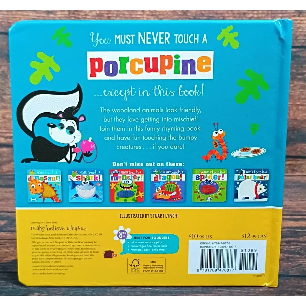 Never Touch a Porcupine Board Book‎ Make Believe Ideas Sensory Toddler